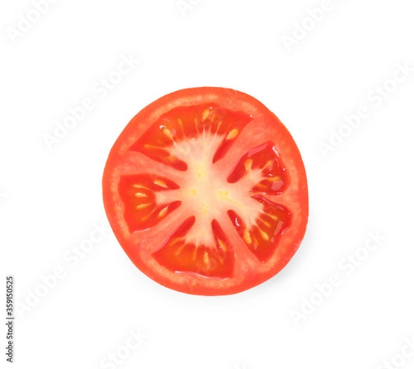Fototapeta Slice of tasty raw tomato isolated on white