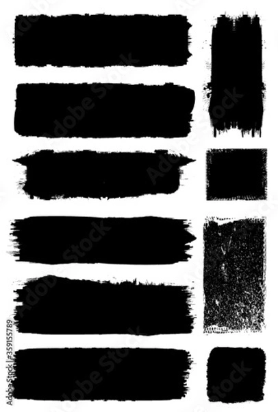 Fototapeta Grunge Paint Roller . Vector brush Stroke . Distressed banner . Black stripes isolated. paintbrush collection . Modern Textured shape . Dry border in Black . Bulge lines