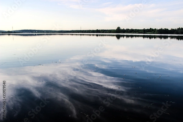 Obraz reflection of clouds in a blue lake