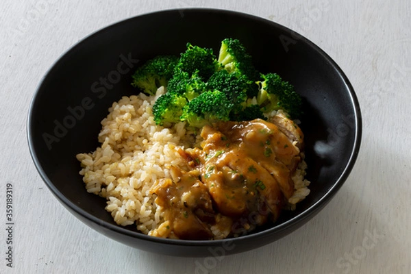 Fototapeta Honey Mustard Chicken and broccoli with rice
