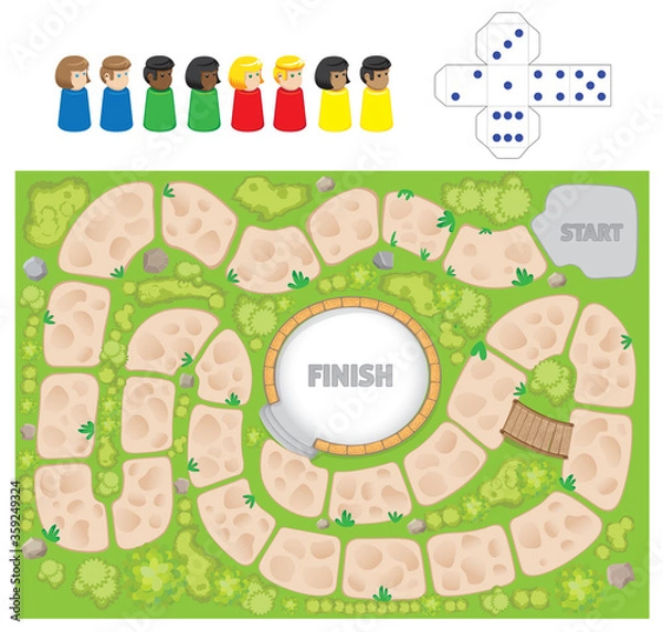 Fototapeta Illustration represents a board game, with elements to assemble to play. Ideal for hobby and fun