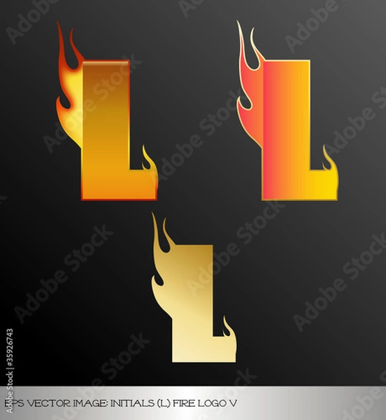 Obraz eps Vector image: initials (l)  metallic fire logo Ⅴ