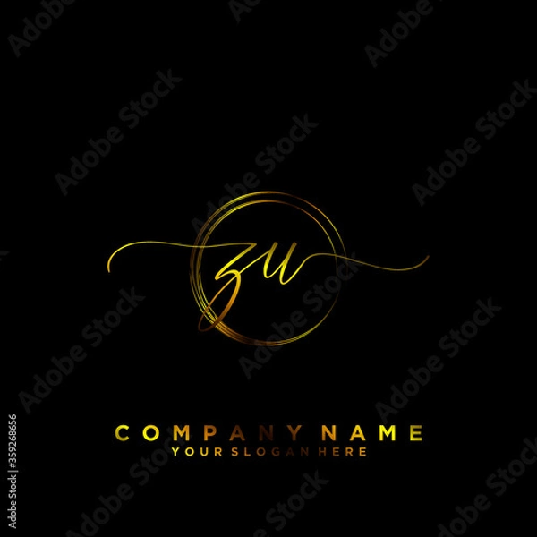 Obraz ZU Initial handwriting logo vector	
