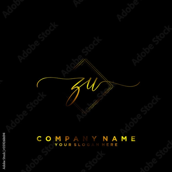 Obraz ZU Initial handwriting logo vector	
