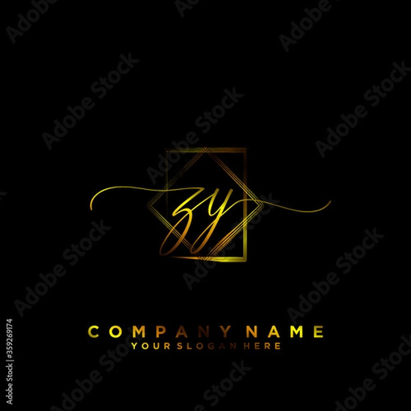 Obraz ZY Initial handwriting logo vector	
