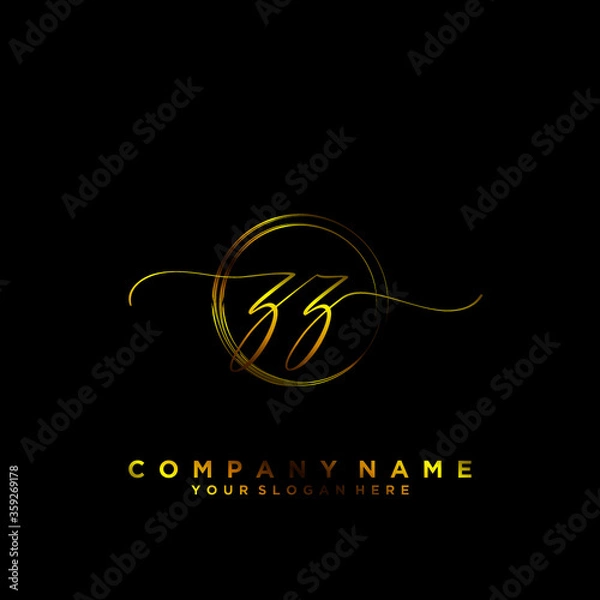 Obraz ZZ Initial handwriting logo vector	
