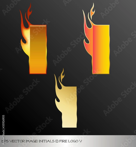 Obraz eps Vector image: initials (i)  metallic fire logo Ⅴ