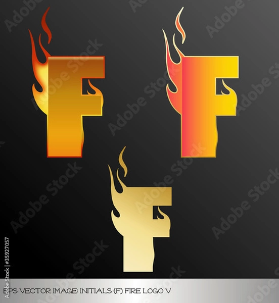 Obraz eps Vector image: initials (f)  metallic fire logo Ⅴ