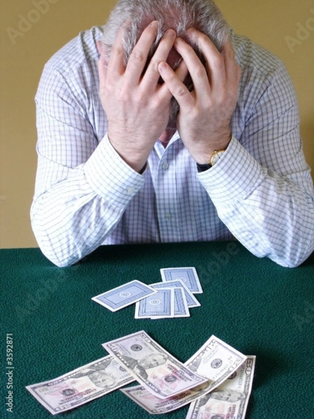 Obraz Card Player with Head Held in Hands