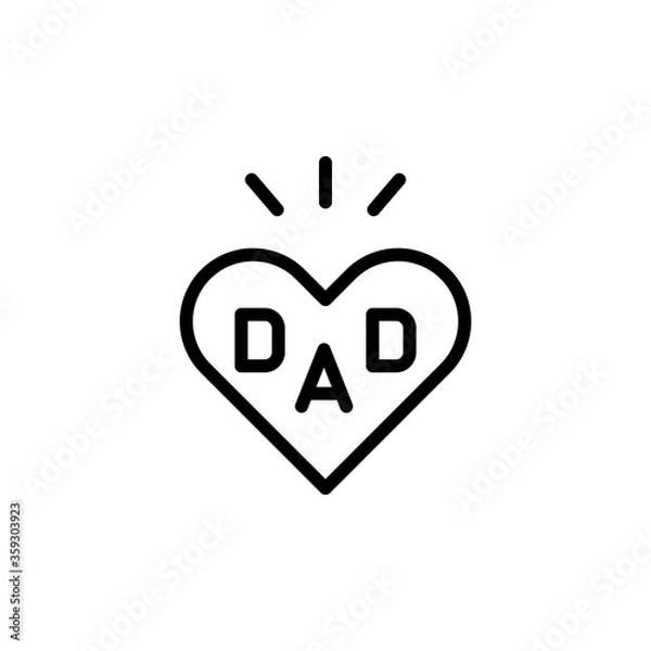 Fototapeta Heart, love, DAD icon. Simple line, outline vector elements of cultural activities icons for ui and ux, website or mobile application
