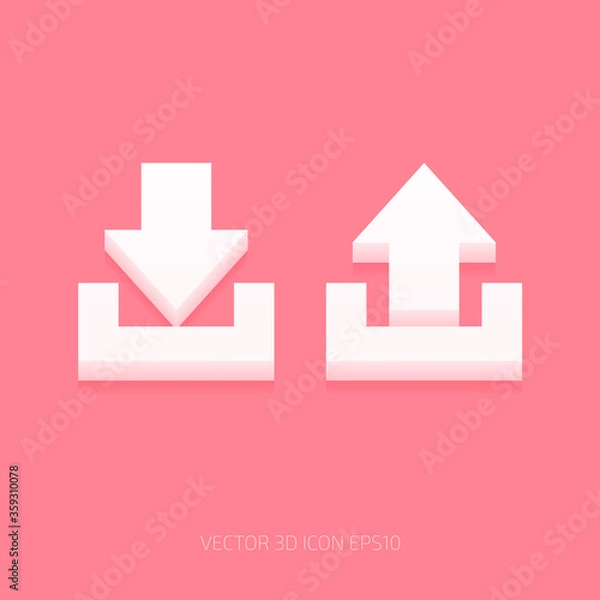 Obraz vector white 3d download and upload icons