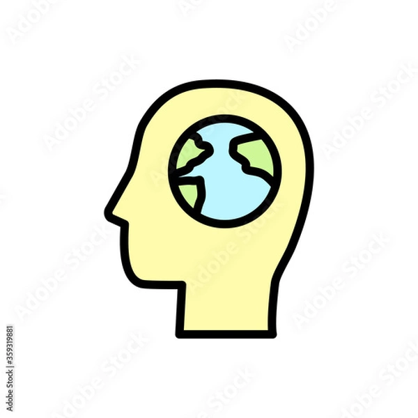 Fototapeta Earth, head icon. Simple color with outline vector elements of mother earth day icons for ui and ux, website or mobile application