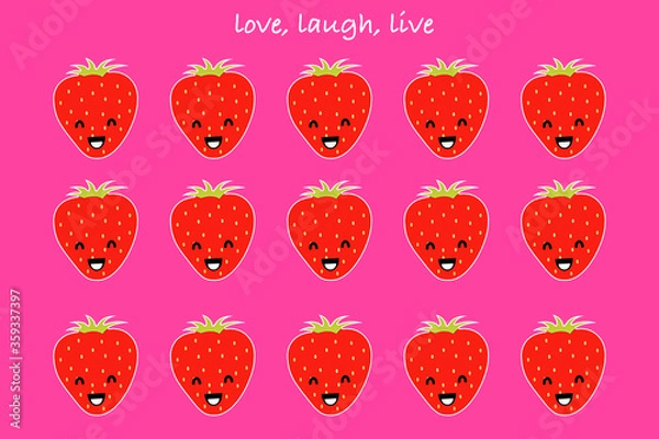 Fototapeta smiling strawberry seamless background