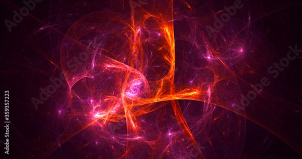 Fototapeta 3D rendering abstract red fractal light background