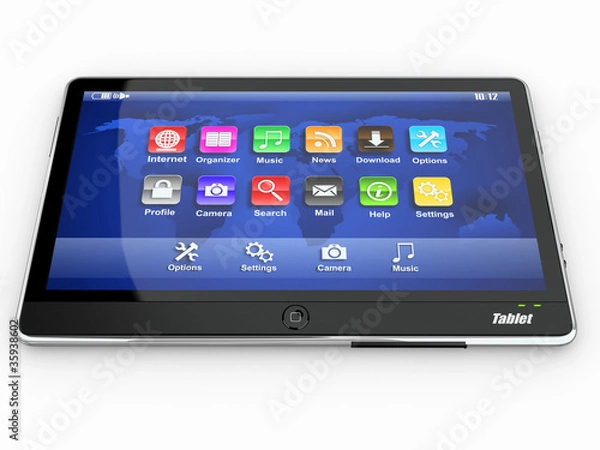 Fototapeta Tablet pc on white background. 3d