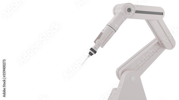 Fototapeta White robotic arms with blank space on white background, 3d rendering.