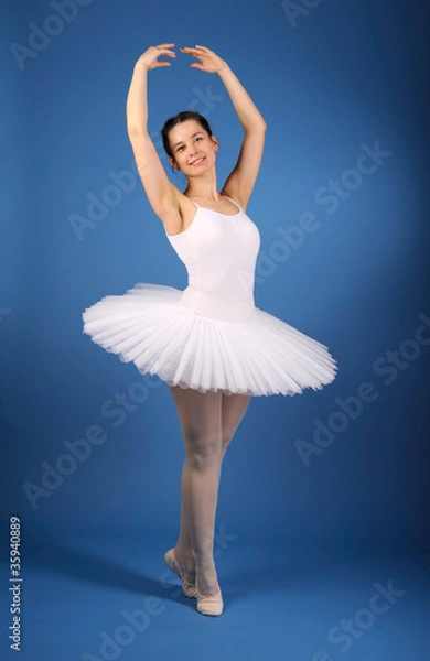 Fototapeta Ballet dancer posing in white tutu