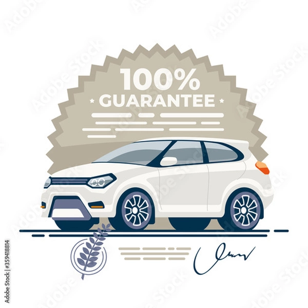 Fototapeta Warranty quality of the vehicle deal. Legal guarantee certified by seal and signature.