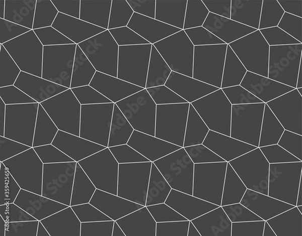 Fototapeta Repeat Decorative Vector Triangular Tile Pattern. Continuous Minimal Graphic Cell Wallpaper Texture. Repetitive Black Diagonal 