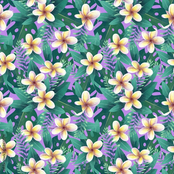 Obraz seamless tropical floral pattern on pink background