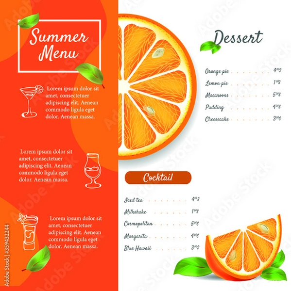 Fototapeta Restaurant menu template. Café identity. Vector illustration