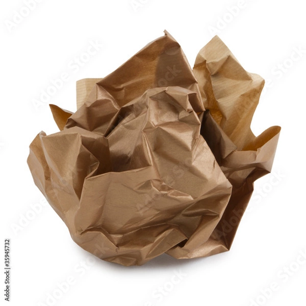 Fototapeta Ball of crumpled brown paper.