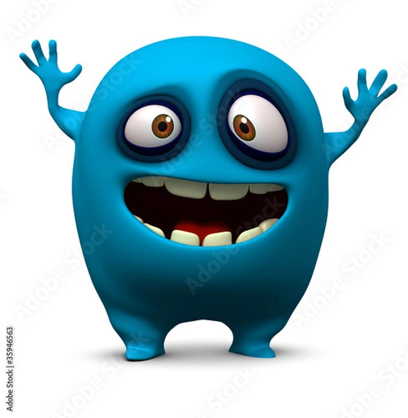 Obraz Happy blue monster