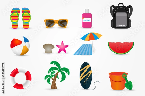 Obraz set of summer icons