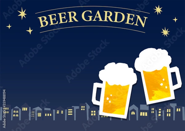 Obraz ベクター　ビアガーデンのデザインテンプレート　夜の街