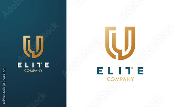 Fototapeta Premium Vector U Logo in two colour variations. Beautiful Logotype for luxury branding. Elegant and stylish design for your Elite company.