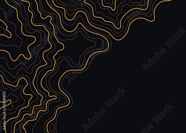 Fototapeta topographic map abstract height lines isolated on black background vector