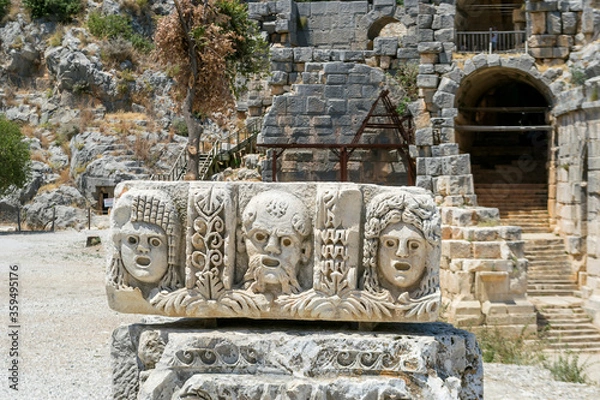 Fototapeta The ruins of the ancient city of Myra in Demre, Turkey. Details of an ancient building in Turkey.