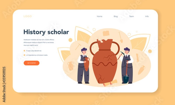 Obraz Historian web banner or landing page. History science, paleontology