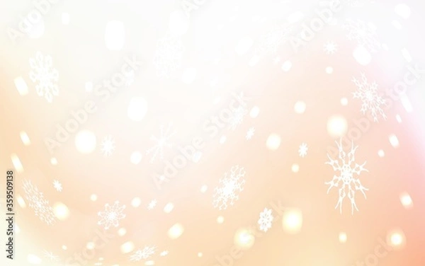 Obraz Light Orange vector cover with beautiful snowflakes. Modern geometrical abstract illustration with crystals of ice. New year design for your business advert.
