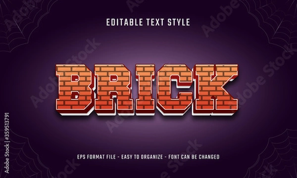Fototapeta Editable text effects with brick style