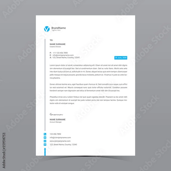 Fototapeta A4 Letterhead Template Vector Design