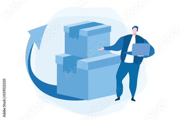 Fototapeta Return the parcel. Vector illustration for web banner, infographics, mobile. 