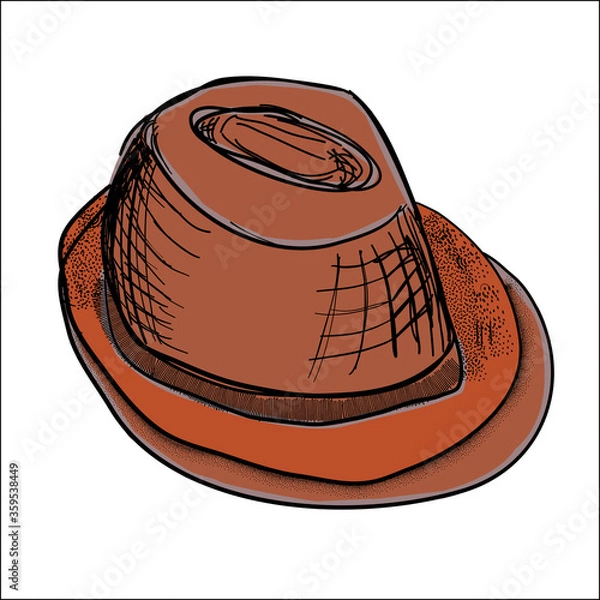 Obraz Brown retro style hat drawing sketch
