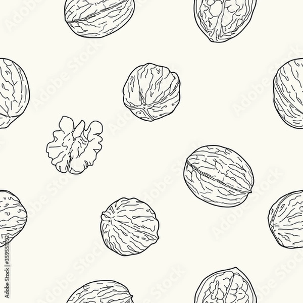 Obraz Seamless pattern. Vector graphics. A set of nuts.