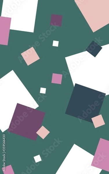Fototapeta dark green vertical background with multi-colored squares pink and beige