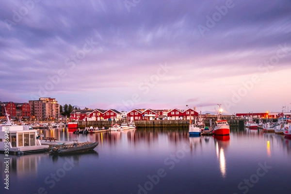 Obraz Bodo, Norway - August 2th, 2018: View of the Port of Bodo at evening in summer, Norway.