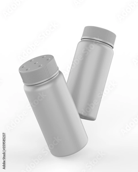 Fototapeta Blank cosmetic talc powder plastic container bottle with Sifter Cap packaging, 3d render illustration.
