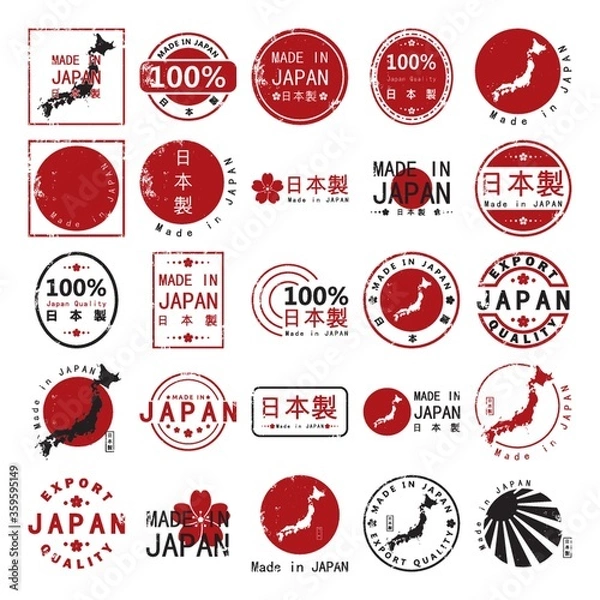 Obraz Set of made in Japan rubber stamps