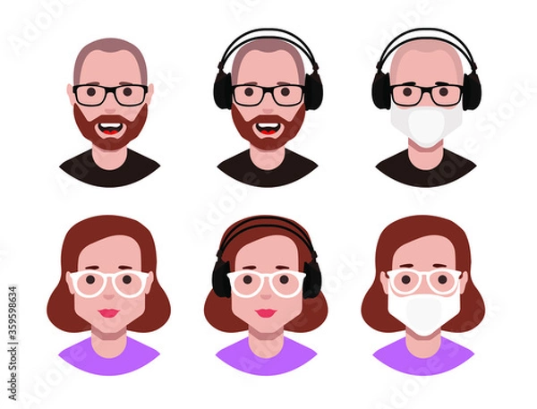 Fototapeta People icons set avatar profile diverse faces (use for social network)