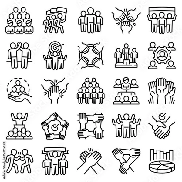 Fototapeta Cohesion icons set. Outline set of cohesion vector icons for web design isolated on white background