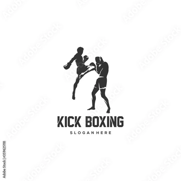 Obraz kick boxing silhouette logo vector