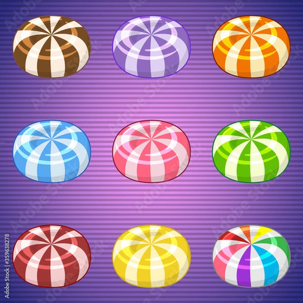 Obraz Lollypop candy colorful for match 3 game cute style.