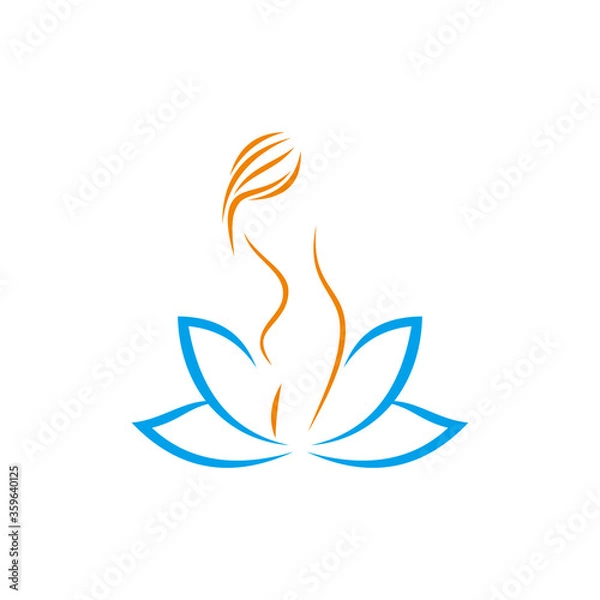 Obraz Wellness and woman health with lotus Vector logo design template