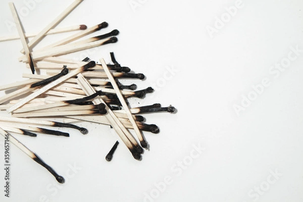 Obraz Burned sticks on a white background