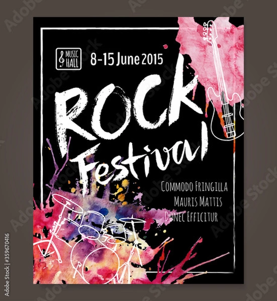 Obraz Rock event poster or flyer temlpate. Vector illustration